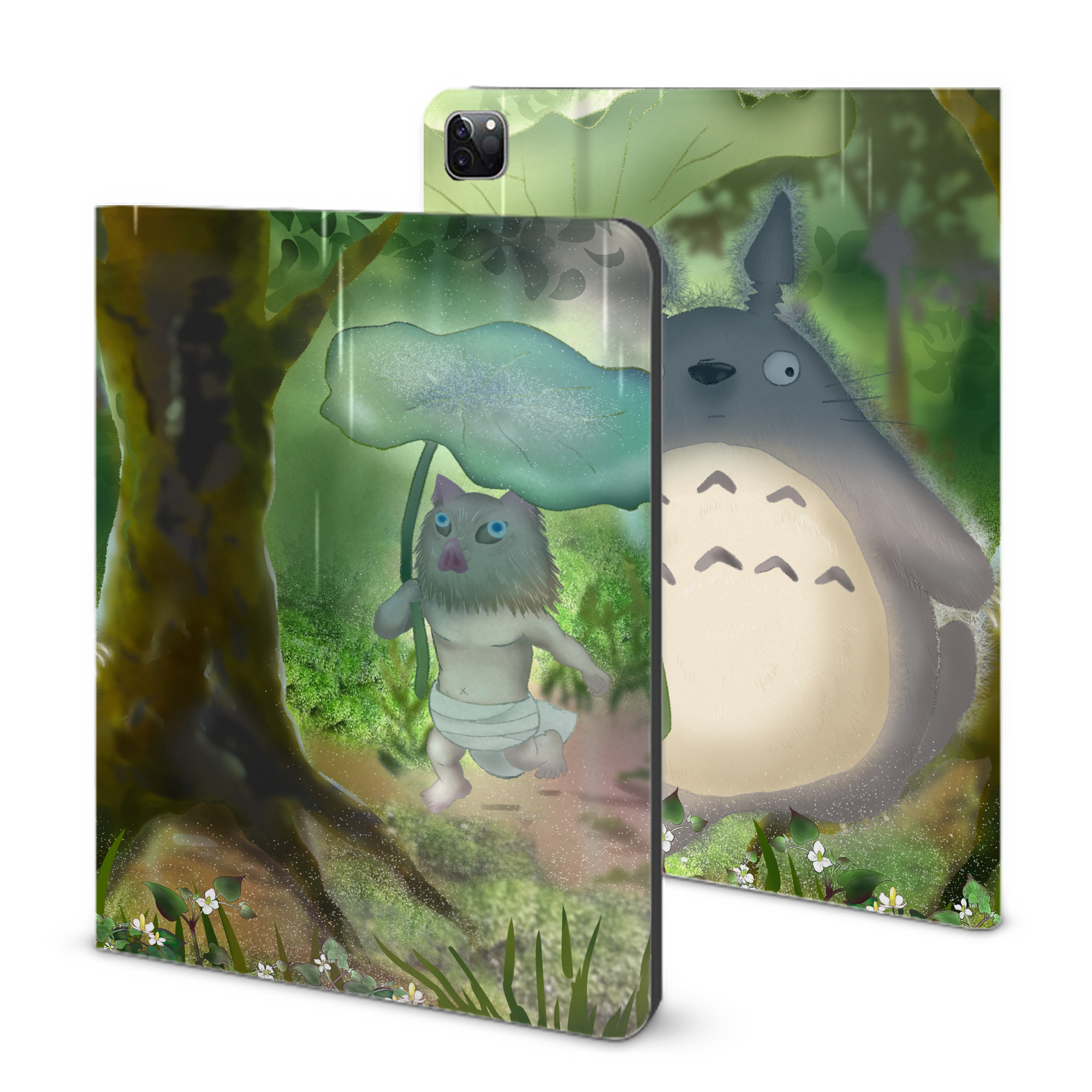 （画像用） となりのトトロ 草壁メイ 草壁サツキ My Neighbor Totoro Satsuki Kusakabe Mei Kusakabe IPad ケース ブック型 PUレザー TPU 耐衝撃 軽量 薄型 ペン収納なし 全面保護 IPad 各モデル対応